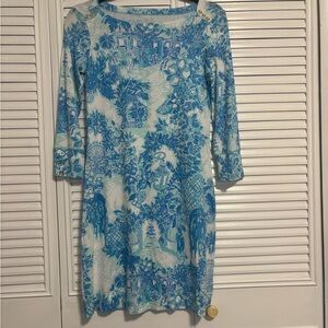 Lilly Pulitzer Blue and White Long Sleeve Dress